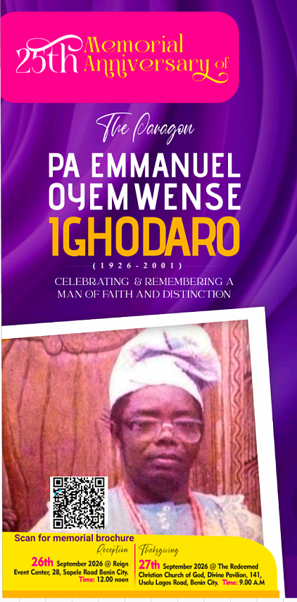 25th Memorial Anniversary of Pa. Emmanuel Oyemwense lghodaro.    MEMORIAL BROCHURE